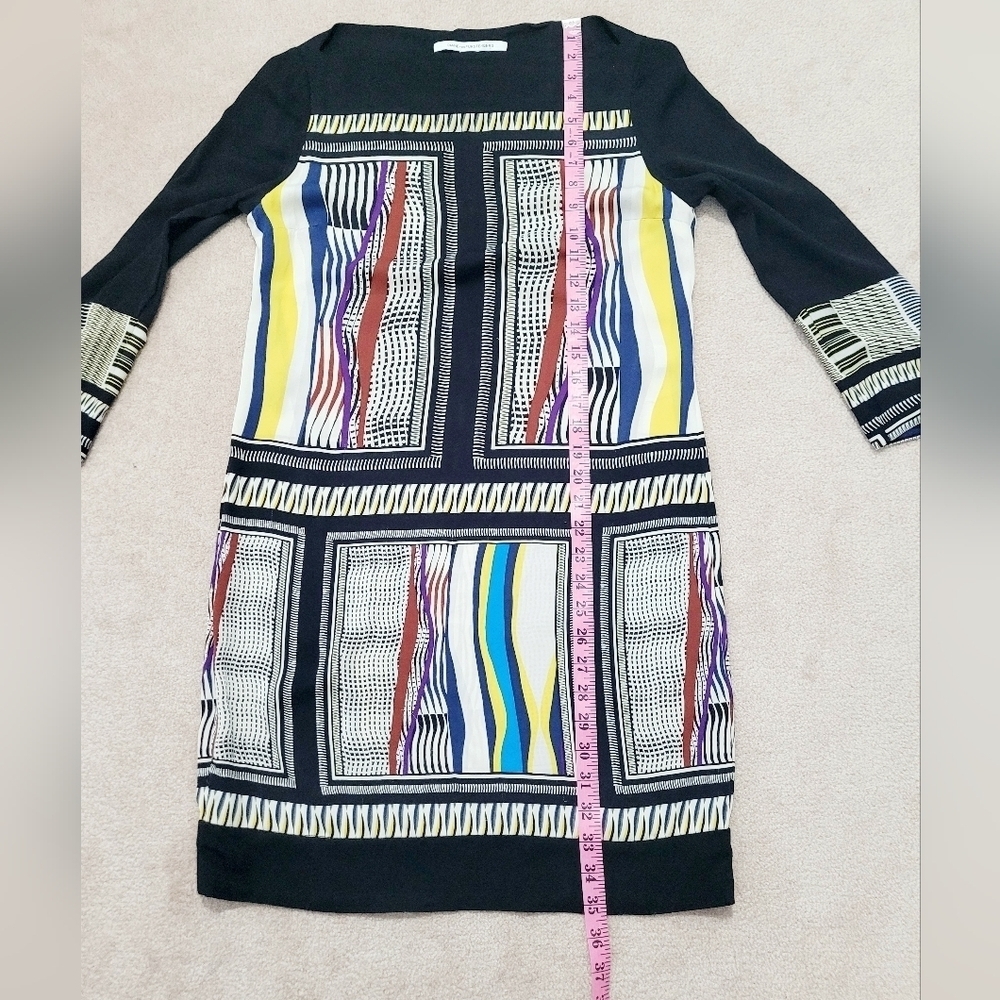Diane von Furstenberg Silk Blend Shift Dress Women’s Size 6 Geometric Print - Picture 10 of 14